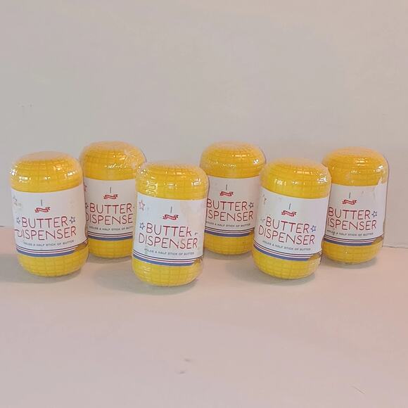 6 NEW Yellow Plastic Corn-On-the-Cob BUTTER DISPENSERS 3.5 x 2 Sealed - Picture 2 of 7